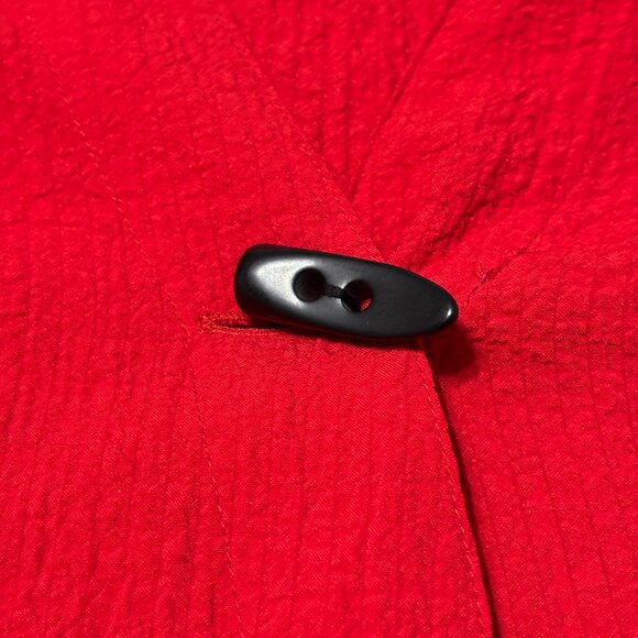 Ali Miles Red Crinkle Cardigan Jacket S 3/4 Sleeve Black Bone Look Buttons - Picture 6 of 12